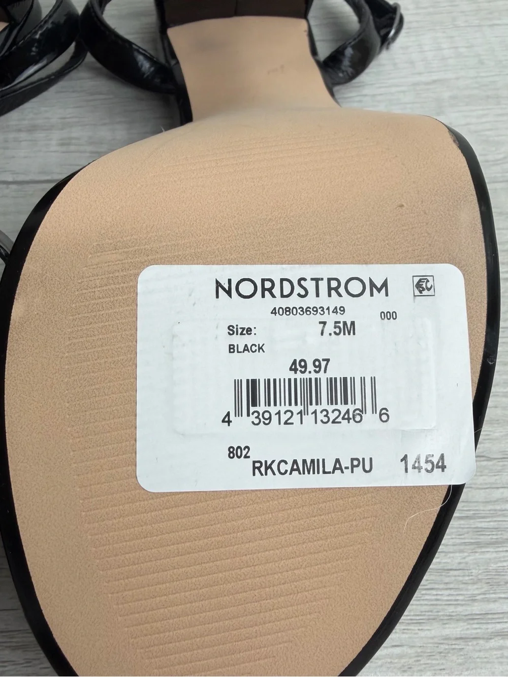 Nordstrom Rack Patent Black Platform Block-Heel Sandals with Ankle Strap 7.5 NWT